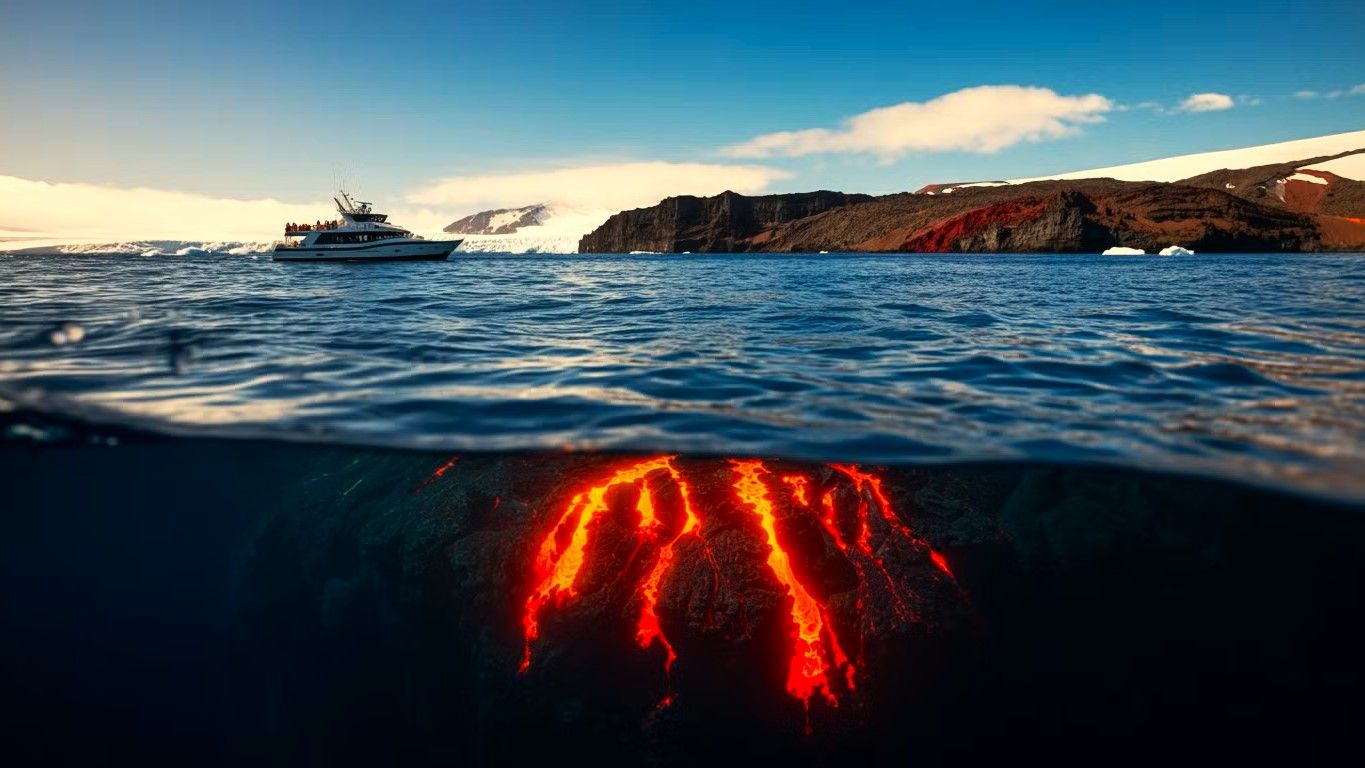 ツアーがアクティブな火山を航海するとき、欺ception島はその名前に忠実です