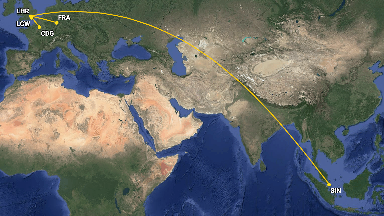エアバスA380フライトがヒースロー空港の閉鎖により転用された場所