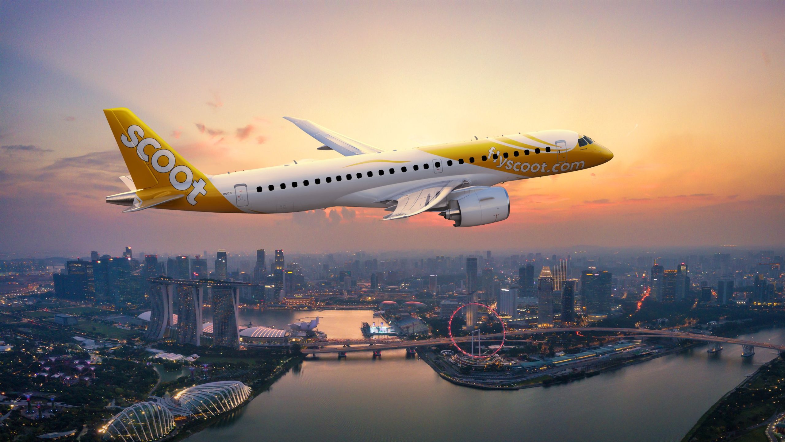 スクートは、Embraer E190-E2フライトと新しい目的地の就任日を発表します