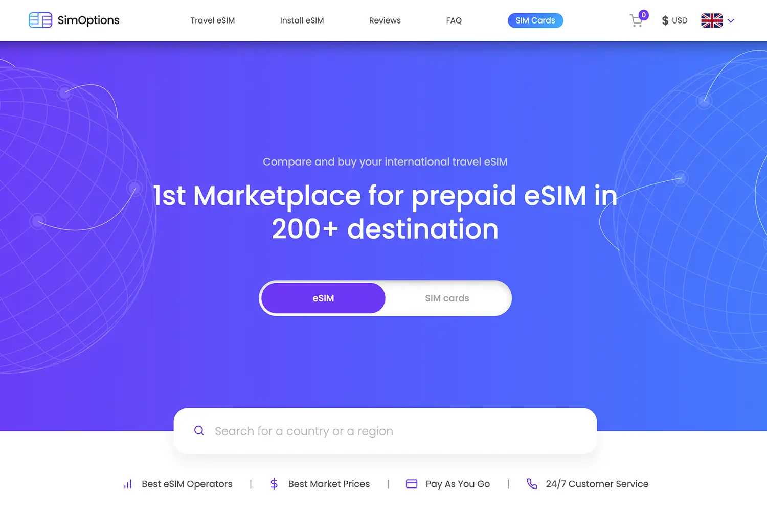 Simoptionsレビュー：ヨーロッパの旅行ESIM