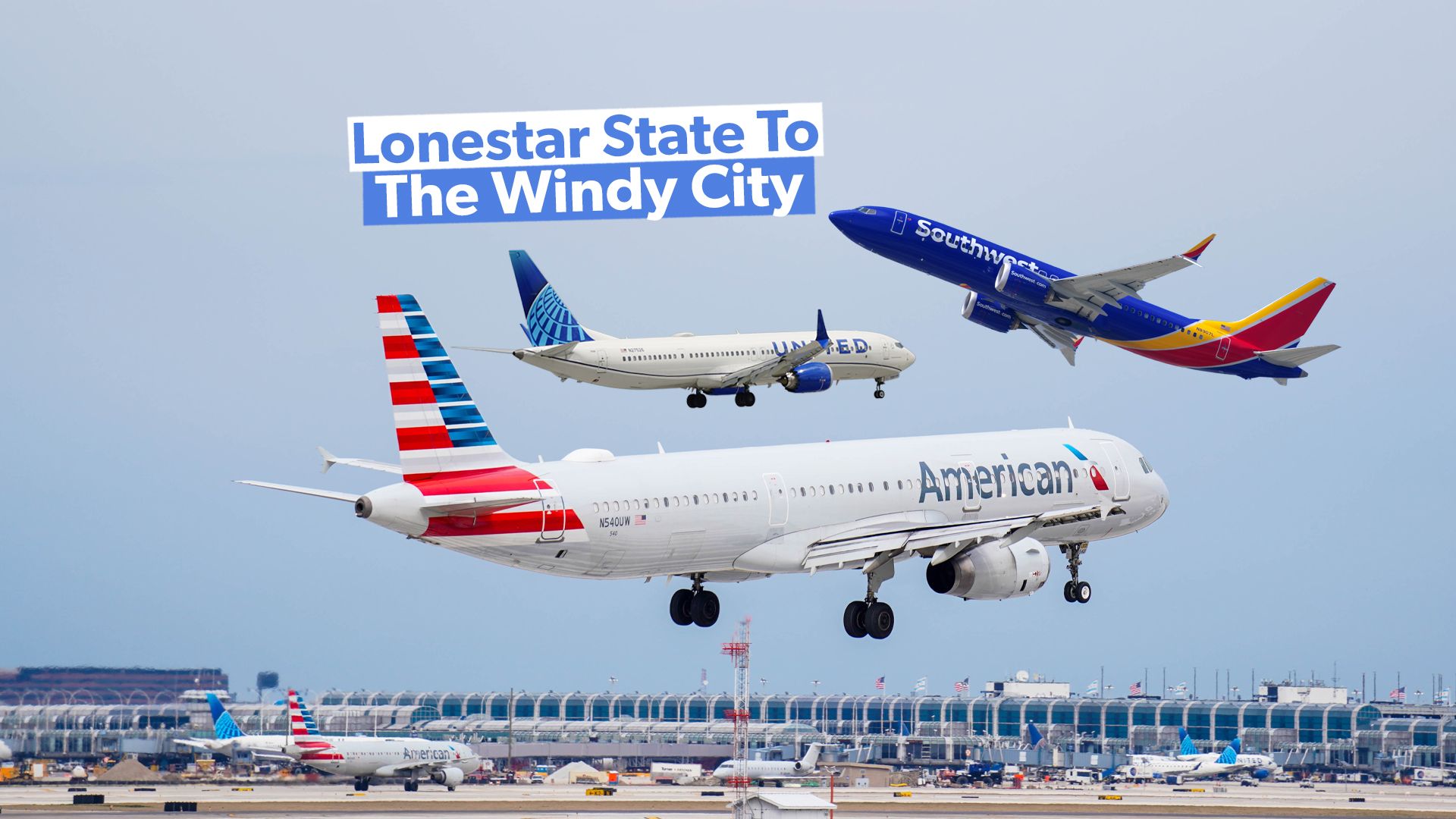 テキサスハブからシカゴへのフライトが最も多い航空会社はどれですか？