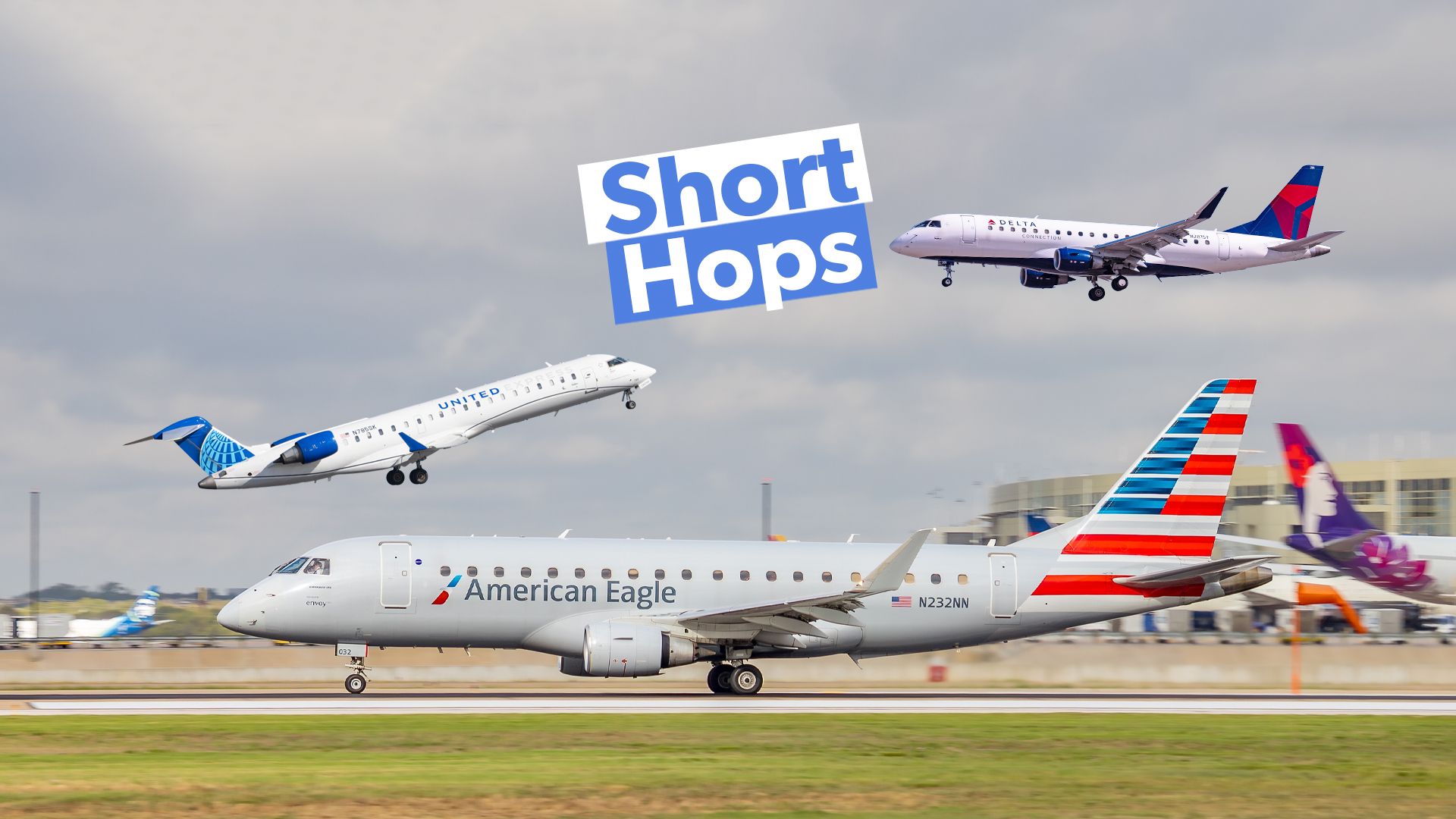 どの米国の「ビッグ3」航空会社は、最もサブ100マイルの国内便を運営していますか？