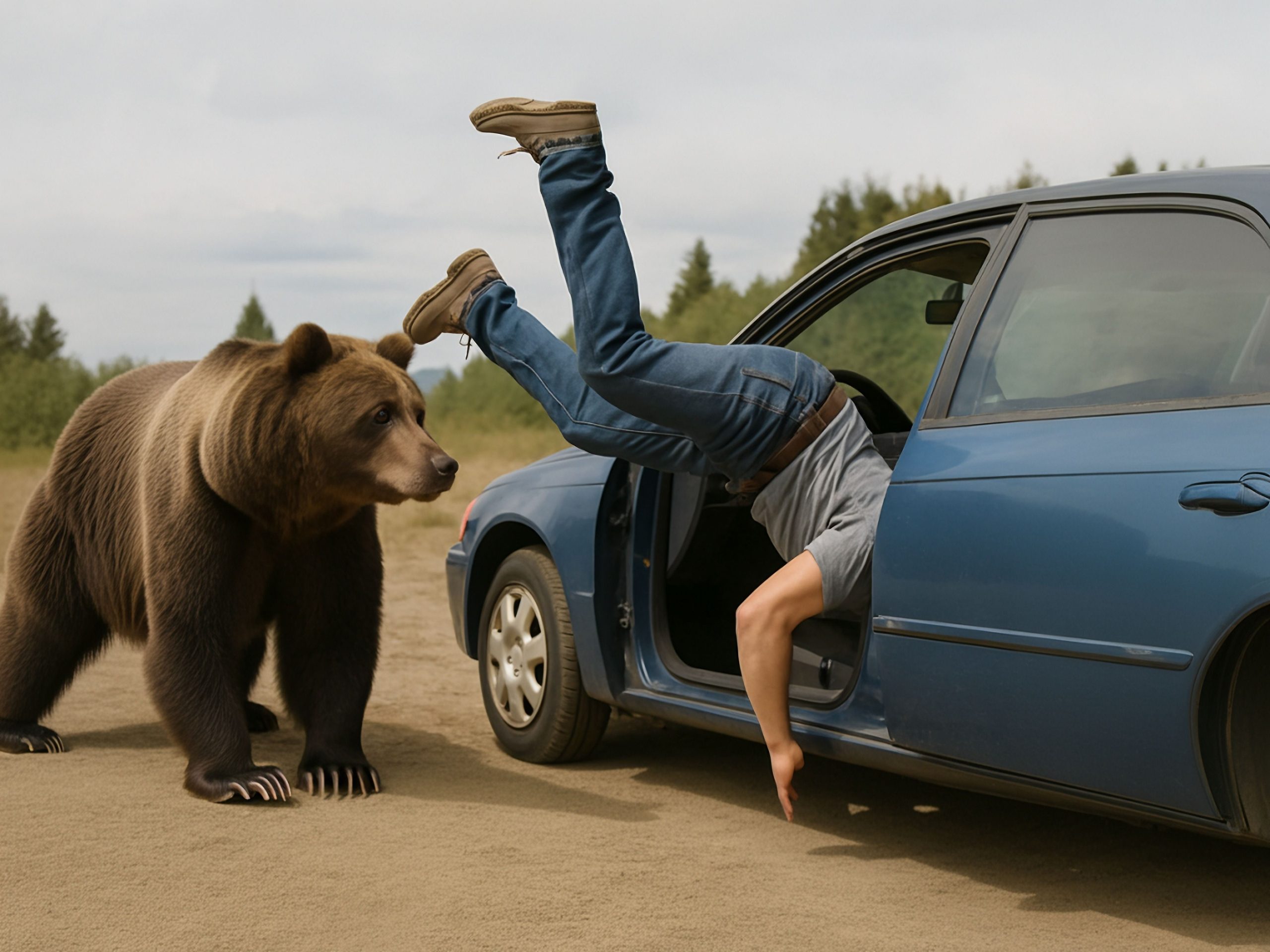 忘れられない国立公園の訪問者は、可能な限り最も珍しい方法で大胆なグリズリーベアを逃れる