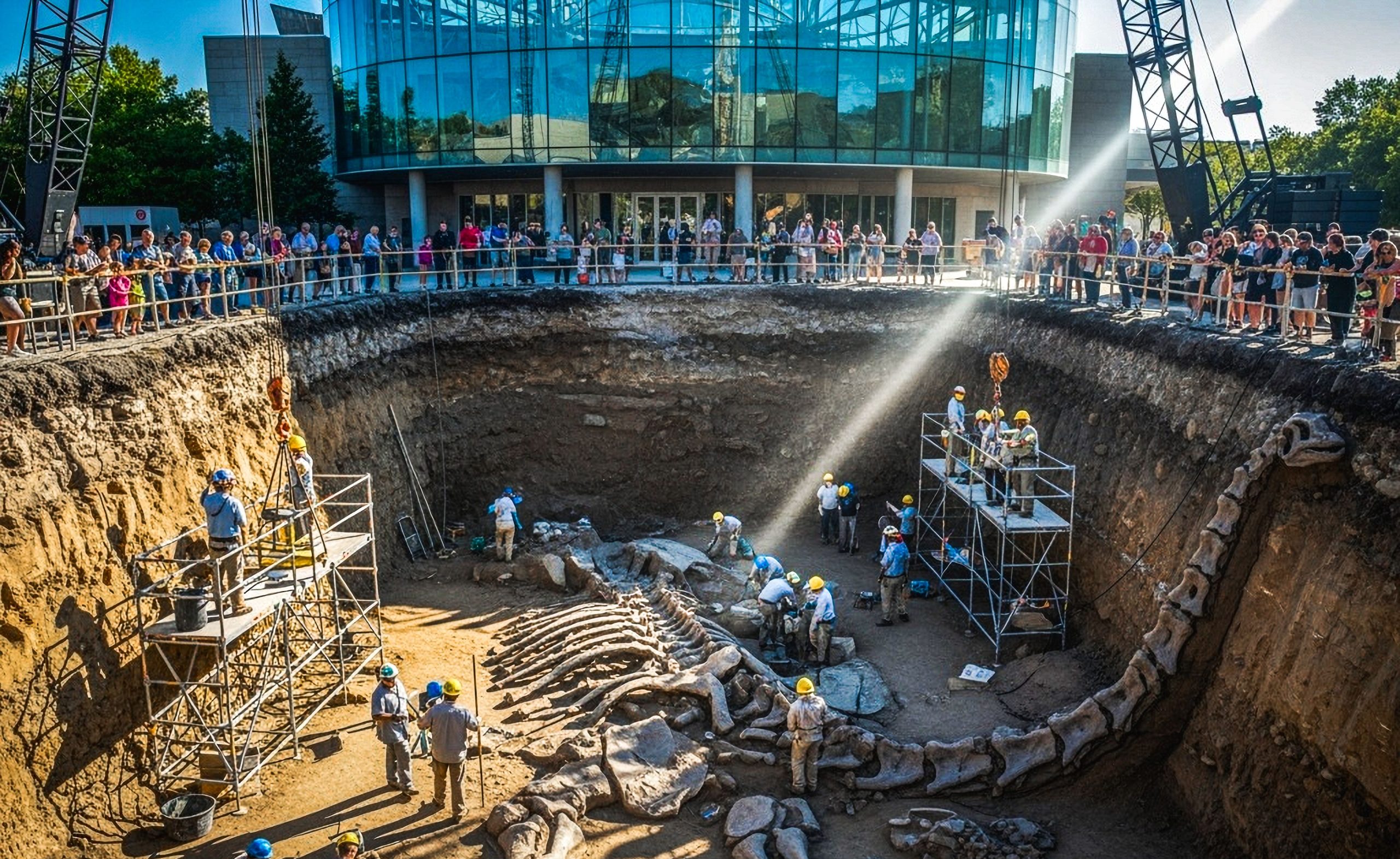 米国の恐竜博物館の下であらゆる場所の博物館の下にある新しい恐竜
