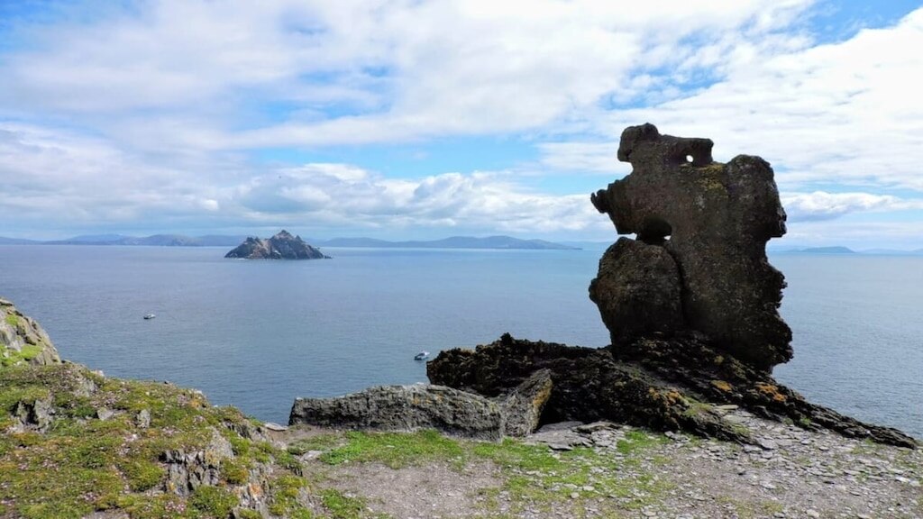 アイルランドの世界遺産サイト：Skellig Michael、海鳥、廃in、映画の島